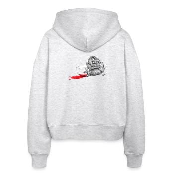 Beschwipste Eule - Stanley/Stella Boxy Frauen Bio Zip Hoodie Ida - Weiß meliert - Hinten - AI Model Female 172 dark (172cm)