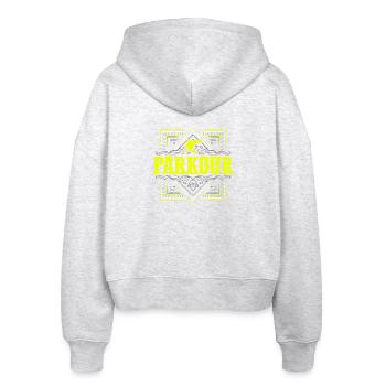 Parkour - Parcour - Stanley/Stella Boxy Frauen Bio Zip Hoodie Ida - Weiß meliert - Hinten - AI Model Female 172 dark (172cm)