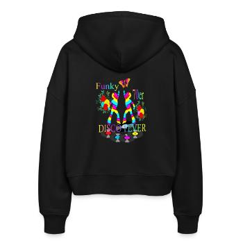 Disco Fieber 70er - Stanley/Stella Boxy Frauen Bio Zip Hoodie Ida - Schwarz - Hinten - AI Model Female 172 light (172cm)