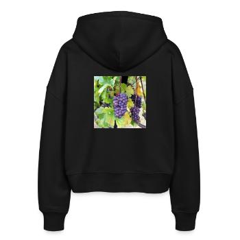 Wein Weintrauben Weinrebe Weinlese Weinfest Poster - Stanley/Stella Boxy Frauen Bio Zip Hoodie Ida - Schwarz - Hinten - AI Model Female 172 light (172cm)