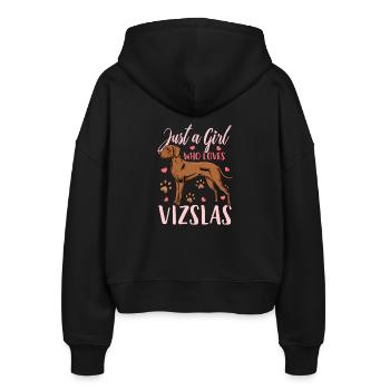 Vizsla - Stanley/Stella Boxy Frauen Bio Zip Hoodie Ida - Schwarz - Hinten - AI Model Female 172 light (172cm)