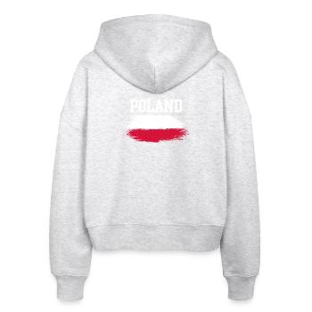 Poland Brush Flag Typography - Stanley/Stella Boxy Women’s Organic Zip Hoodie Ida - heather white - Back - AI Model Female 172 dark (172cm)