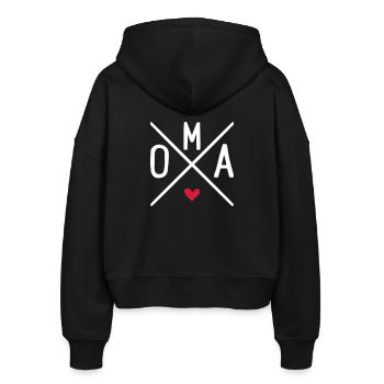 Oma - Stanley/Stella Boxy Frauen Bio Zip Hoodie Ida - Schwarz - Hinten - AI Model Female 172 light (172cm)