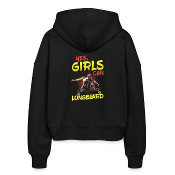 Longboarding Longboarder Longboard - Stanley/Stella Boxy Women’s Organic Zip Hoodie Ida - black - Back - AI Model Female 172 light (172cm)