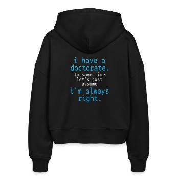 PhD Doctor - Stanley/Stella Boxy Women’s Organic Zip Hoodie Ida - black - Back - AI Model Female 172 light (172cm)