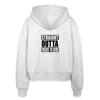 Straight Outta Fucks Lustig Spruch Sarkasmus - Stanley/Stella Boxy Frauen Bio Zip Hoodie Ida - Weiß meliert - Hinten - AI Model Female 172 dark (172cm)