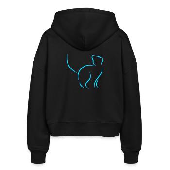 Katze - Stanley/Stella Boxy Frauen Bio Zip Hoodie Ida - Schwarz - Hinten - AI Model Female 172 light (172cm)