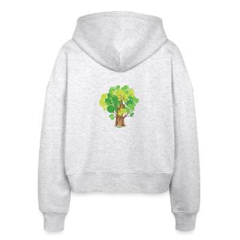 Wald Baum Illustration Naturliebe Symbol Logo - Stanley/Stella Boxy Frauen Bio Zip Hoodie Ida - Weiß meliert - Hinten - AI Model Female 172 dark (172cm)