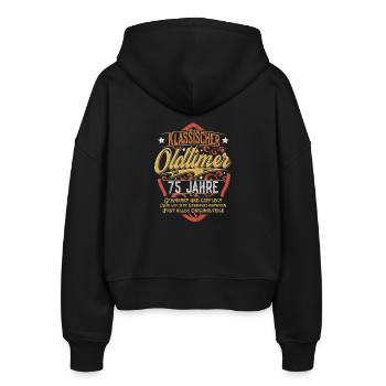 75. Geburtstag Oldtimer - Stanley/Stella Boxy Frauen Bio Zip Hoodie Ida - Schwarz - Hinten - AI Model Female 172 light (172cm)