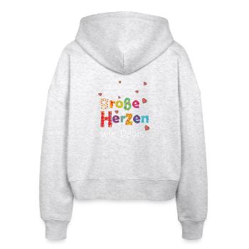 Kleine Menschen brauchen große Herzen - Danke - Stanley/Stella Boxy Frauen Bio Zip Hoodie Ida - Weiß meliert - Hinten - AI Model Female 172 dark (172cm)