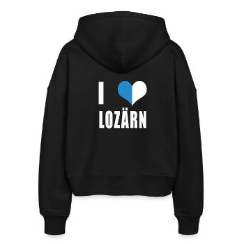 i love Lozärn Luzern Amour coeur Suisse cadeau - Veste à capuche bio Ida Stanley/Stella Femme - noir - Dos - AI Model Female 172 light (172cm)