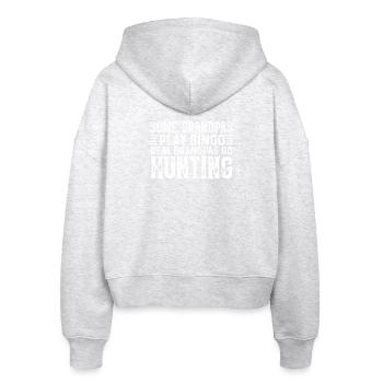 Template for grandfather hunter motif - Stanley/Stella Boxy Women’s Organic Zip Hoodie Ida - heather white - Back - AI Model Female 172 dark (172cm)
