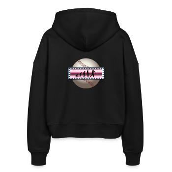 EVOLUTION BASEBALL SPORT USA GESCHENK - Stanley/Stella Boxy Frauen Bio Zip Hoodie Ida - Schwarz - Hinten - AI Model Female 172 light (172cm)