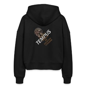 Zeit nutzen - Stanley/Stella Boxy Frauen Bio Zip Hoodie Ida - Schwarz - Hinten - AI Model Female 172 light (172cm)