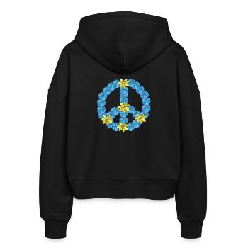Signs of Peace Peace Design flower hippie - Stanley/Stella Boxy Women’s Organic Zip Hoodie Ida - black - Back - AI Model Female 172 light (172cm)