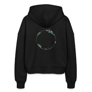 delicate frame made of ethno symbols - Stanley/Stella Boxy Women’s Organic Zip Hoodie Ida - black - Back - AI Model Female 172 light (172cm)