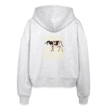 second hand vegetarian cow eats grass i eat cow - Stanley/Stella Boxy Frauen Bio Zip Hoodie Ida - Weiß meliert - Hinten - AI Model Female 172 dark (172cm)