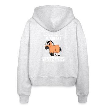 Hannoveraner Pferd Hauspferd - Stanley/Stella Boxy Frauen Bio Zip Hoodie Ida - Weiß meliert - Hinten - AI Model Female 172 dark (172cm)