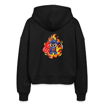 4th Birthday Boy 4 years old Ninja - Stanley/Stella Boxy Women’s Organic Zip Hoodie Ida - black - Back - AI Model Female 172 light (172cm)
