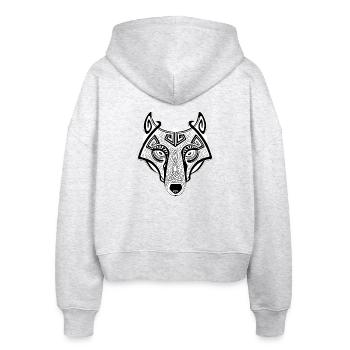 Wikingerwolf Fenrir valhalla weiß - Stanley/Stella Boxy Frauen Bio Zip Hoodie Ida - Weiß meliert - Hinten - AI Model Female 172 dark (172cm)