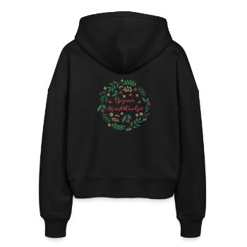 Gezuar Krishtlindjet Merry Christmas Merry Christmas - Stanley/Stella Boxy Women’s Organic Zip Hoodie Ida - black - Back - AI Model Female 172 light (172cm)