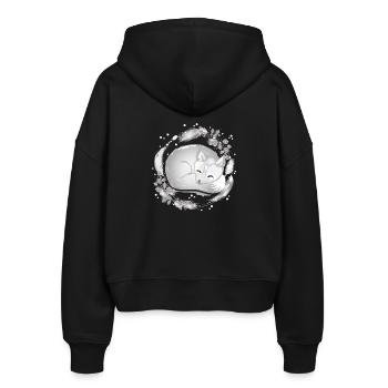 kleiner Polar Fuchs schlafend in Silberfarben - Stanley/Stella Boxy Frauen Bio Zip Hoodie Ida - Schwarz - Hinten - AI Model Female 172 light (172cm)