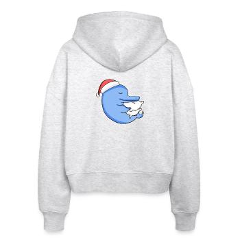 Delfin Weihnachten Schlafen Schlaf Ausschlafen - Stanley/Stella Boxy Frauen Bio Zip Hoodie Ida - Weiß meliert - Hinten - AI Model Female 172 dark (172cm)