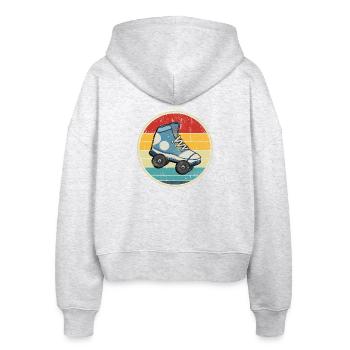 Retro Sonnenuntergang Rollschuh Kreis - Stanley/Stella Boxy Frauen Bio Zip Hoodie Ida - Weiß meliert - Hinten - AI Model Female 172 dark (172cm)