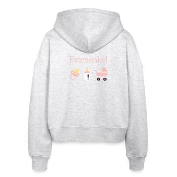 Patenonkel Geburt Mädchen Taufe - Stanley/Stella Boxy Frauen Bio Zip Hoodie Ida - Weiß meliert - Hinten - AI Model Female 172 dark (172cm)