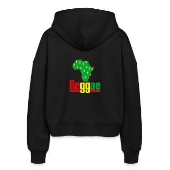 Carte Africa Reggae avec feuilles de chanvre - Veste à capuche bio Ida Stanley/Stella Femme - noir - Dos - AI Model Female 172 light (172cm)