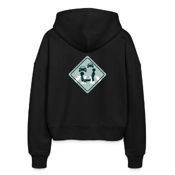 Klimaaktivist Straßen Kleben - Stanley/Stella Boxy Frauen Bio Zip Hoodie Ida - Schwarz - Hinten - AI Model Female 172 light (172cm)