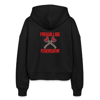 Berufsfeuerwehr Feuerwehr Statement Brandschutz - Stanley/Stella Boxy Frauen Bio Zip Hoodie Ida - Schwarz - Hinten - AI Model Female 172 light (172cm)