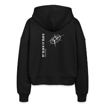 Usedom - Stanley/Stella Boxy Frauen Bio Zip Hoodie Ida - Schwarz - Hinten - AI Model Female 172 light (172cm)