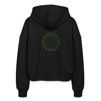 gepunktete Form gekreiselt Windrad grün - Stanley/Stella Boxy Frauen Bio Zip Hoodie Ida - Schwarz - Hinten - AI Model Female 172 light (172cm)