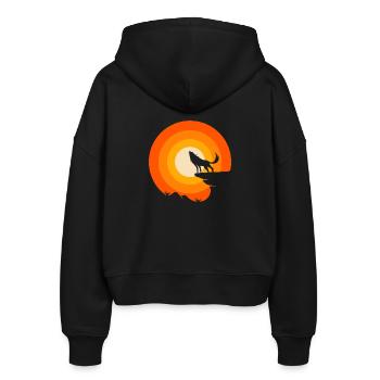 Wolf ist mein Krafttier - Stanley/Stella Boxy Frauen Bio Zip Hoodie Ida - Schwarz - Hinten - AI Model Female 172 light (172cm)
