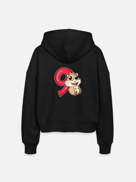 9 Birthday 9 years old with animal motif - nine - Stanley/Stella Boxy Women’s Organic Zip Hoodie Ida - black