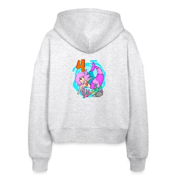 Girl 4 years old 4th birthday mermaid - Stanley/Stella Boxy Women’s Organic Zip Hoodie Ida - heather white - Back - AI Model Female 172 dark (172cm)