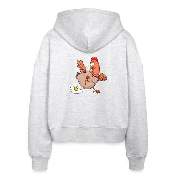 Lustiges Huhn - Landwirt Landwirte Huhn Hühner - Stanley/Stella Boxy Frauen Bio Zip Hoodie Ida - Weiß meliert - Hinten - AI Model Female 172 dark (172cm)