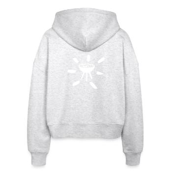 Grill Strahlen grillen chillen Camping Comic Fan - Stanley/Stella Boxy Frauen Bio Zip Hoodie Ida - Weiß meliert - Hinten - AI Model Female 172 dark (172cm)