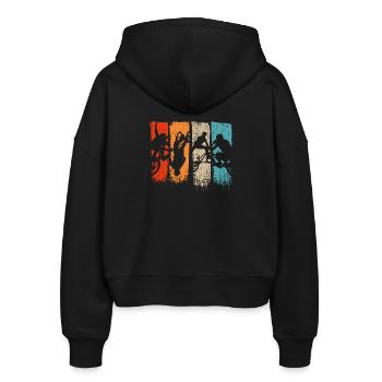 Fünfteilige Action-Silhouetten - Stanley/Stella Boxy Frauen Bio Zip Hoodie Ida - Schwarz - Hinten - AI Model Female 172 light (172cm)