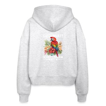 Raten Sie mal, was? Scharlachroter Ara-Popo - Stanley/Stella Boxy Frauen Bio Zip Hoodie Ida - Weiß meliert - Hinten - AI Model Female 172 dark (172cm)