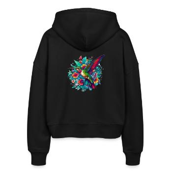 Kolibri - Stanley/Stella Boxy Frauen Bio Zip Hoodie Ida - Schwarz - Hinten - AI Model Female 172 light (172cm)