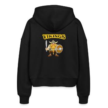 Wikinger, Gnom, Entdecker - Stanley/Stella Boxy Frauen Bio Zip Hoodie Ida - Schwarz - Hinten - AI Model Female 172 light (172cm)