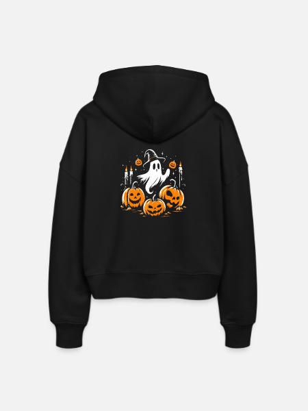 Halloween-Geist - Stanley/Stella Boxy Frauen Bio Zip Hoodie Ida - Schwarz