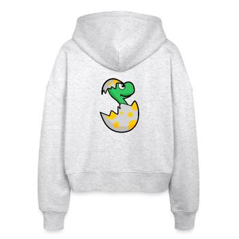 Dinosaurier Ei Dino Baby Motiv - Stanley/Stella Boxy Frauen Bio Zip Hoodie Ida - Weiß meliert - Hinten - AI Model Female 172 dark (172cm)