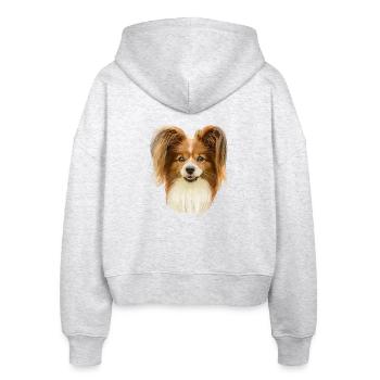 Papillon - Stanley/Stella Boxy Frauen Bio Zip Hoodie Ida - Weiß meliert - Hinten - AI Model Female 172 dark (172cm)