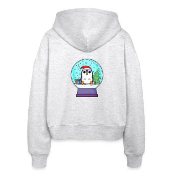Pinguin Weihnachten - Stanley/Stella Boxy Frauen Bio Zip Hoodie Ida - Weiß meliert - Hinten - AI Model Female 172 dark (172cm)