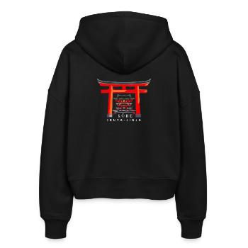 Kobe, Japan, Torii Shrine Ikuta- jinja, drawing - Stanley/Stella Boxy Women’s Organic Zip Hoodie Ida - black - Back - AI Model Female 172 light (172cm)