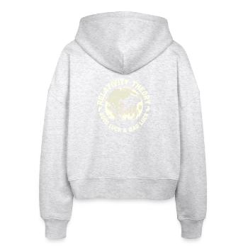 Relativitätstheorie - Glück und Pech - Stanley/Stella Boxy Frauen Bio Zip Hoodie Ida - Weiß meliert - Hinten - AI Model Female 172 dark (172cm)