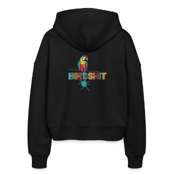 Parrot Rainbow BLUE SHIT - HAPPY BIRD - Stanley/Stella Boxy Women’s Organic Zip Hoodie Ida - black - Back - AI Model Female 172 light (172cm)